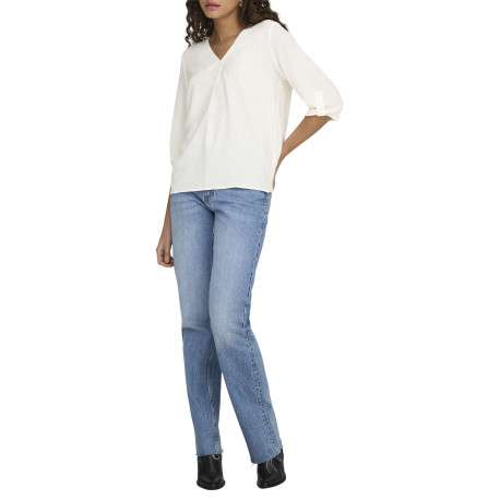 Blouse blanche unie avec une coupe fluide et des manches 3/4 - Image 5