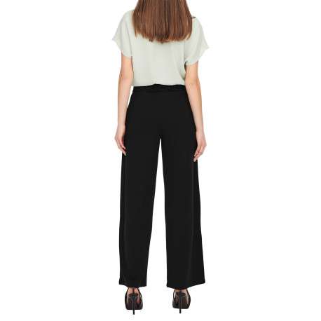 Pantalon chino noir uni avec une coupe flare et une taille élastiquée - Image 4