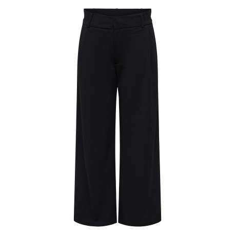 Pantalon noir uni avec une coupe flare et une fermeture à zip et agrafe
