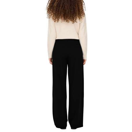 Pantalon noir uni avec une coupe flare et une fermeture à zip et agrafe - Image 4