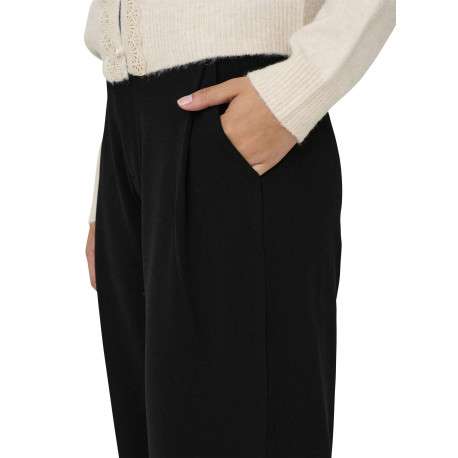 Pantalon noir uni avec une coupe flare et une fermeture à zip et agrafe - Image 5