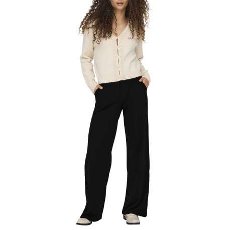 Pantalon noir uni avec une coupe flare et une fermeture à zip et agrafe - Image 6