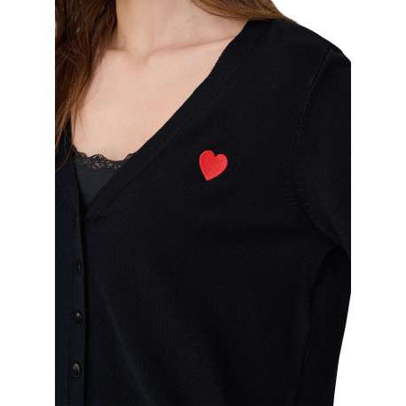 Gilet noir uni avec une coupe droite et des manches longues - Image 7