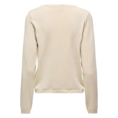 Pull écru uni avec une coupe droite et des manches longues - Image 2