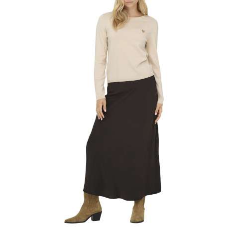 Pull écru uni avec une coupe droite et des manches longues - Image 3