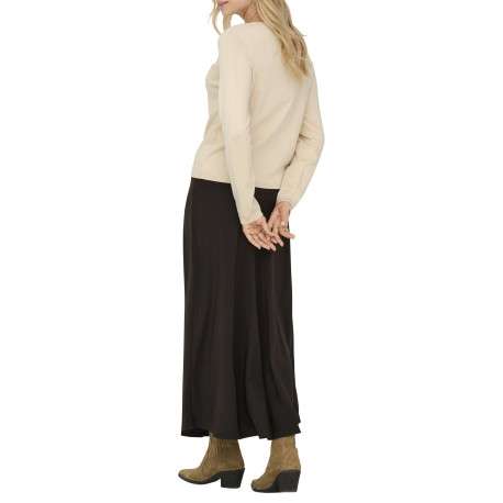 Pull écru uni avec une coupe droite et des manches longues - Image 4