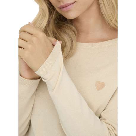 Pull écru uni avec une coupe droite et des manches longues - Image 5