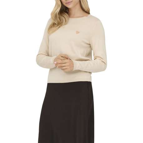 Pull écru uni avec une coupe droite et des manches longues - Image 6