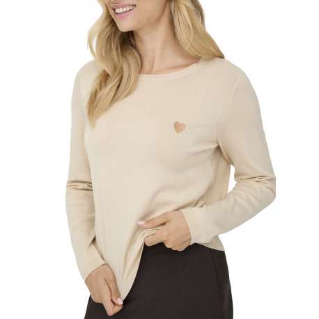 Pull écru uni avec une coupe droite et des manches longues - Image 7