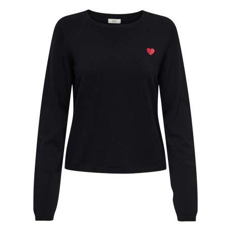 Pull noir uni avec une coupe droite et des manches longues