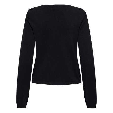Pull noir uni avec une coupe droite et des manches longues - Image 2