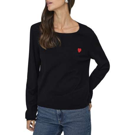 Pull noir uni avec une coupe droite et des manches longues - Image 5