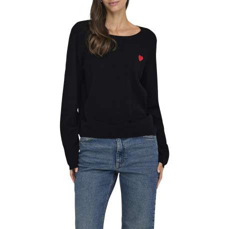 Pull noir uni avec une coupe droite et des manches longues - Image 6