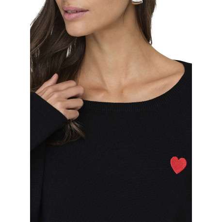 Pull noir uni avec une coupe droite et des manches longues - Image 7