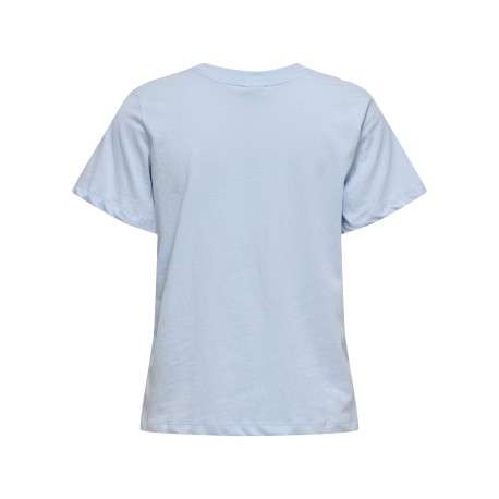 T-shirt en coton ciel uni avec une coupe droite et un col rond - Image 2