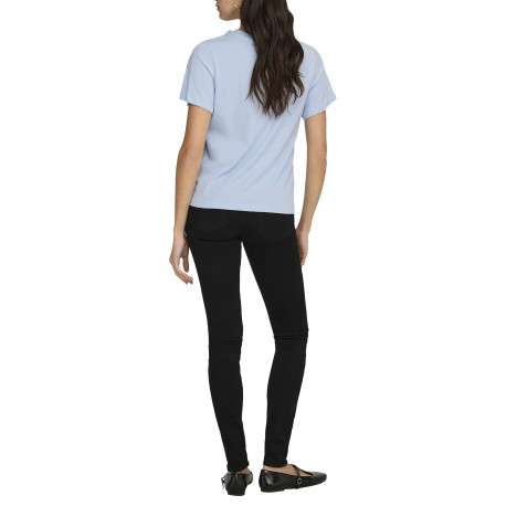 T-shirt en coton ciel uni avec une coupe droite et un col rond - Image 4