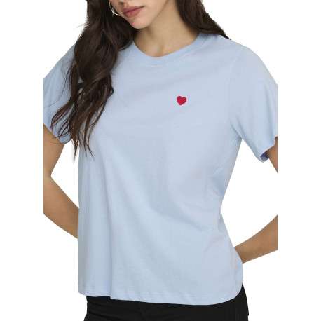 T-shirt en coton ciel uni avec une coupe droite et un col rond - Image 6