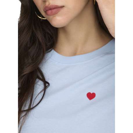 T-shirt en coton ciel uni avec une coupe droite et un col rond - Image 7