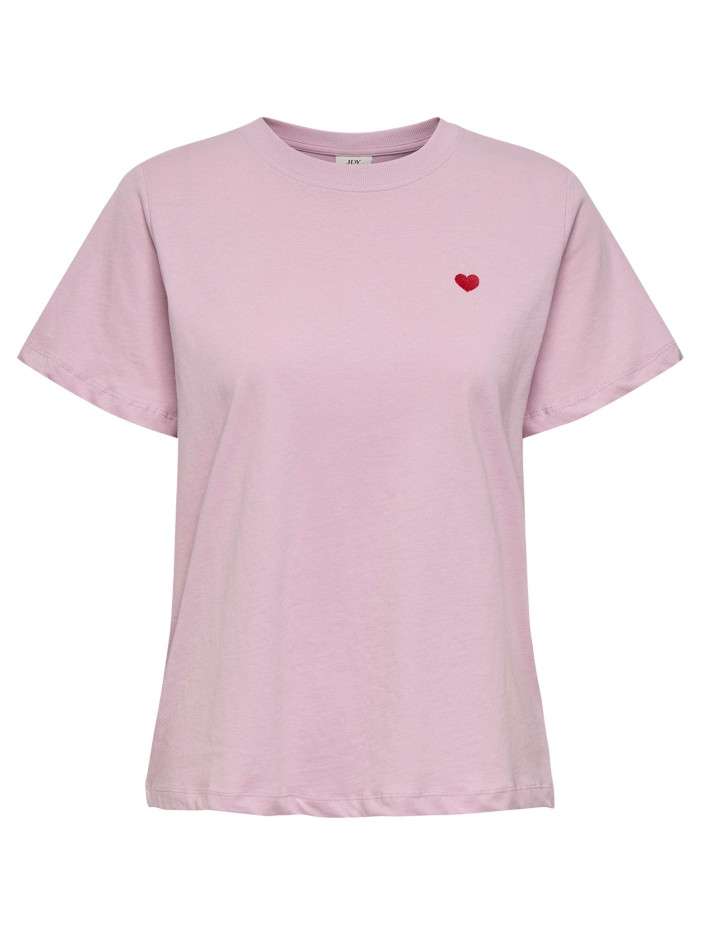 T-shirt en coton rose uni...
