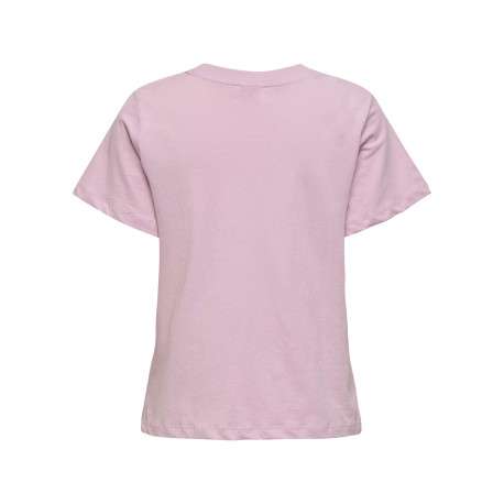 T-shirt en coton rose uni avec une coupe droite et un col rond - Image 2