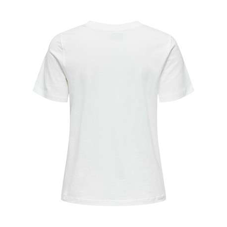 T-shirt en coton blanc uni avec une coupe droite et un col rond - Image 2