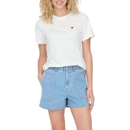 T-shirt en coton blanc uni avec une coupe droite et un col rond - Image 3