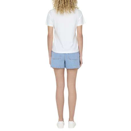 T-shirt en coton blanc uni avec une coupe droite et un col rond - Image 4