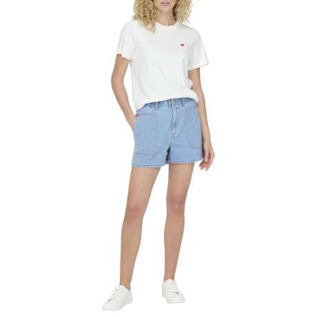 T-shirt en coton blanc uni avec une coupe droite et un col rond - Image 5