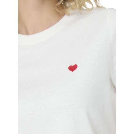 T-shirt en coton blanc uni avec une coupe droite et un col rond - Image 7