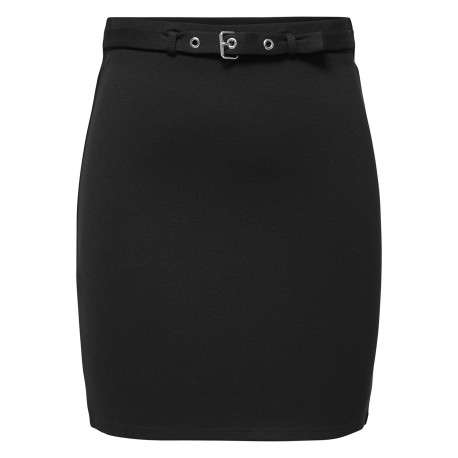 Jupe courte noire unie avec une coupe moulante et une taille élastiquée