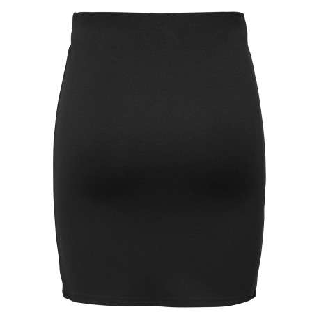 Jupe courte noire unie avec une coupe moulante et une taille élastiquée - Image 2