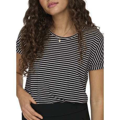 T-shirt marine à rayures avec une coupe droite et un col rond - Image 4