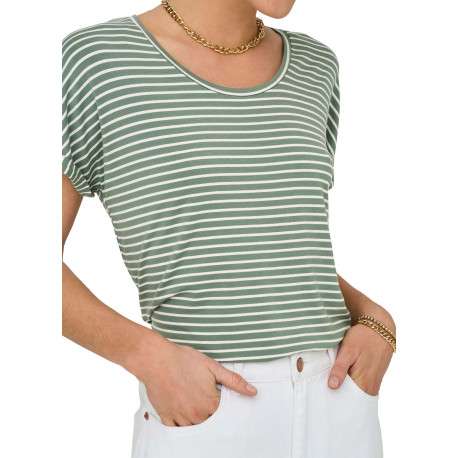 T-shirt vert à rayures avec une coupe droite et un col rond - Image 5