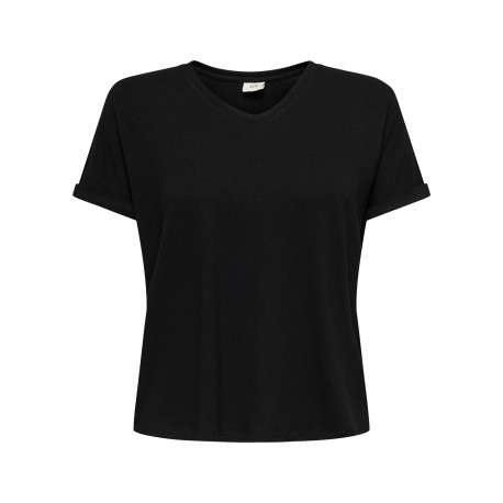 T-shirt noir uni avec une coupe droite et des manches courtes