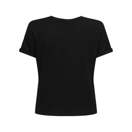 T-shirt noir uni avec une coupe droite et des manches courtes - Image 2
