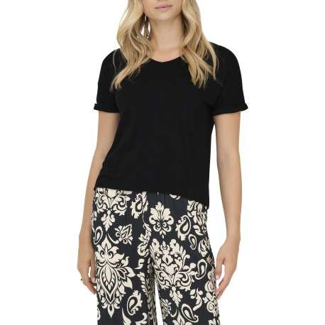 T-shirt noir uni avec une coupe droite et des manches courtes - Image 3