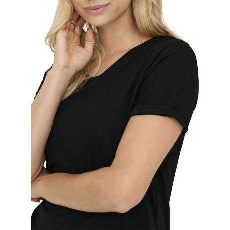 T-shirt noir uni avec une coupe droite et des manches courtes - Image 7