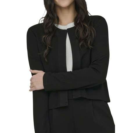 Gilet noir uni avec une coupe droite et des manches longues - Image 5
