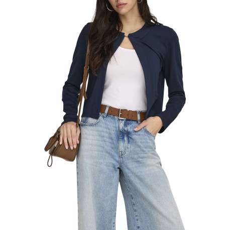 Gilet marine uni avec une coupe droite et des manches longues - Image 3