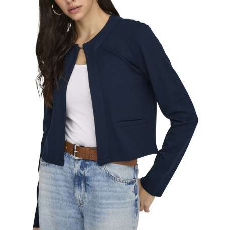 Gilet marine uni avec une coupe droite et des manches longues - Image 6