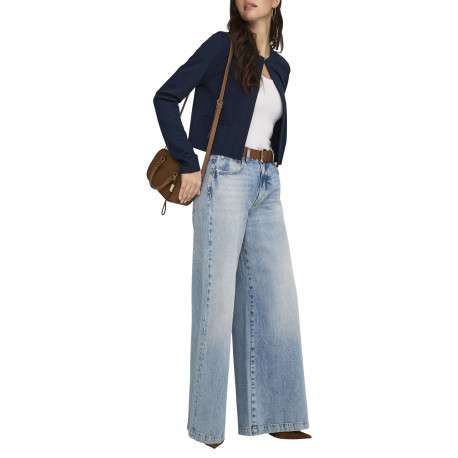 Gilet marine uni avec une coupe droite et des manches longues - Image 8