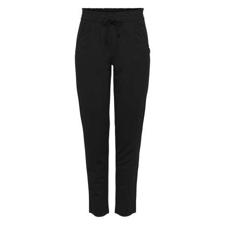 Pantalon Chino noir uni avec une coupe cigarette et une taille élastiquée