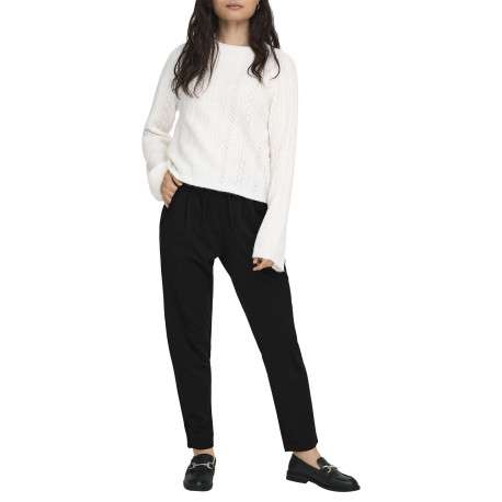 Pantalon Chino noir uni avec une coupe cigarette et une taille élastiquée - Image 2