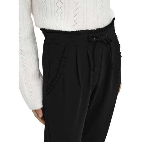 Pantalon Chino noir uni avec une coupe cigarette et une taille élastiquée - Image 4