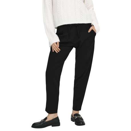Pantalon Chino noir uni avec une coupe cigarette et une taille élastiquée - Image 5