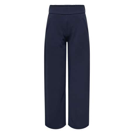 Pantalon Chino marine uni avec une coupe flare et une taille élastiquée