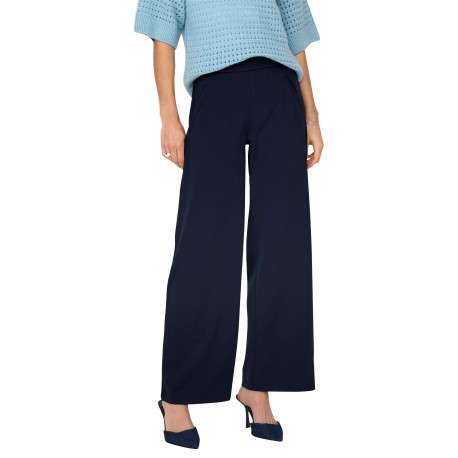 Pantalon Chino marine uni avec une coupe flare et une taille élastiquée - Image 3