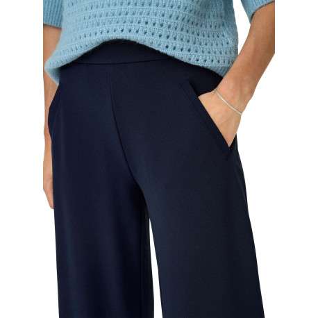 Pantalon Chino marine uni avec une coupe flare et une taille élastiquée - Image 6