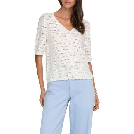 Gilet blanc uni avec une coupe droite et un col V avec des boutons - Image 4