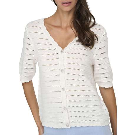 Gilet blanc uni avec une coupe droite et un col V avec des boutons - Image 5